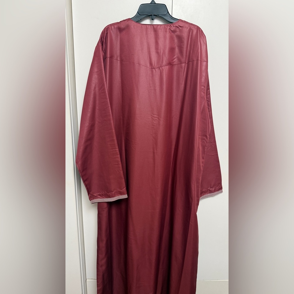 Men's Classic Embroidered Long Sleeve Shirt - Burgundy - Picture 4 of 4